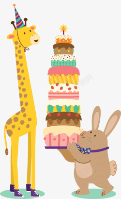 多层生日蛋糕送给长颈鹿的蛋糕高清图片
