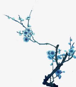 蓝色梅花手绘素材