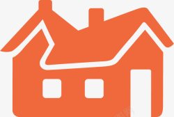 橙色房子手绘小区商店图标高清图片