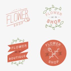 简洁清新花卉花店标志贴标素材