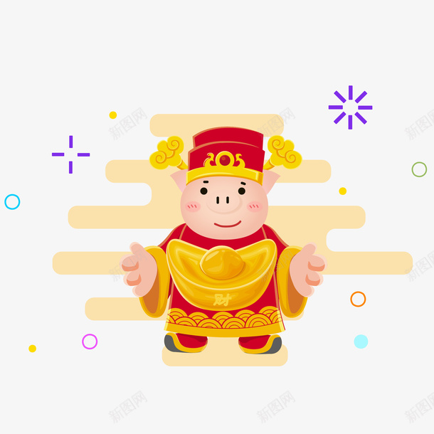 可爱财神小猪元素png免抠素材_88icon https://88icon.com 2019 农历新年 可爱 小猪 新年 财神 财神爷 金猪