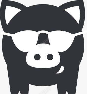 可爱动物拟人戴眼镜的猪头像图标图标