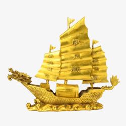 一帆风顺金帆船铜帆船铜雕塑素材