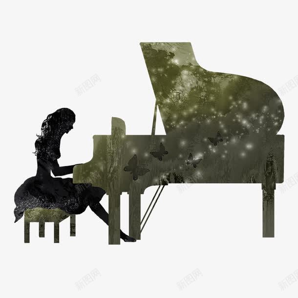 弹钢琴的美女png免抠素材_88icon https://88icon.com 卡通 弹钢琴 手绘 美女