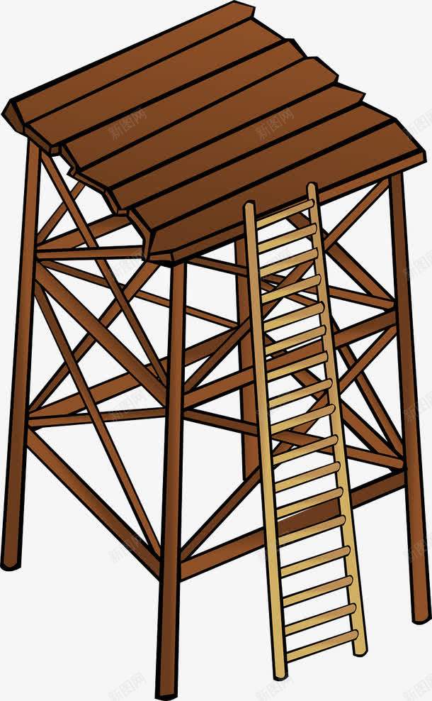 棕色的观望台png免抠素材_88icon https://88icon.com 搭建 木架 楼梯 观望
