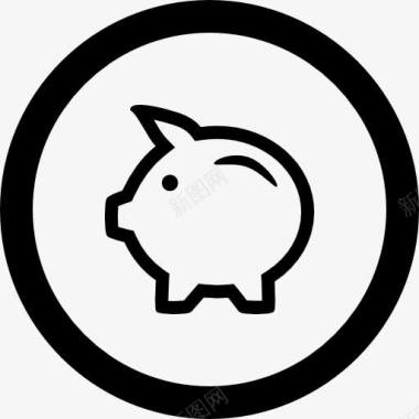 猪钱罐钱猪概述圆形按钮图标图标
