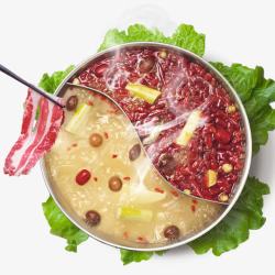 火锅肉类生肉涮菜红汤火锅高清图片