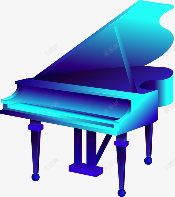 蓝色光感水晶钢琴矢量图ai免抠素材_88icon https://88icon.com 光感视觉 手绘插画 水晶钢琴 清新风格 蓝色系列 钢琴 矢量图