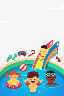简约游泳圈六一儿童节卡通游水主题高清图片