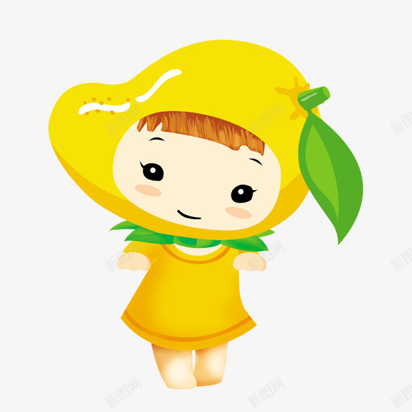 卡通手绘芒果装扮的女孩png免抠素材_88icon https://88icon.com 卡通手绘芒果装扮的女孩 手绘 芒果 食物 黄色