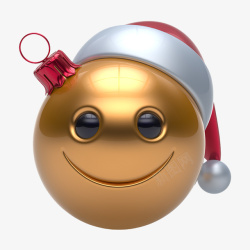 金色光泽微笑圣诞彩球素材