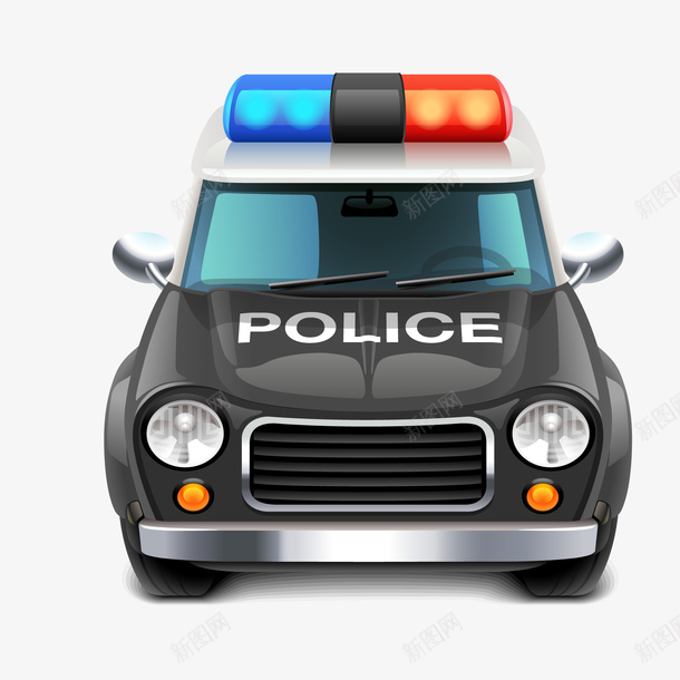 警车的正面矢量图ai免抠素材_88icon https://88icon.com 交通工具 公用车辆 正面 警察局 警车 矢量图