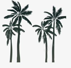椰树剪影卡通椰树剪影夏日高清图片
