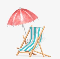 遮阳伞躺椅创意手绘沙滩傻瓜躺椅遮阳伞高清图片