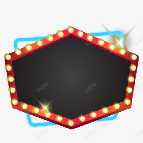 LED灯边框png免抠素材_88icon https://88icon.com LED灯 六边形 几何 彩色灯 彩色边框 灯泡 边框