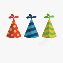 帽子花纹彩色的生日派对帽子矢量图高清图片