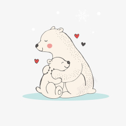 可爱爱心北极熊手绘素材