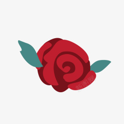 一朵手绘的简化红玫瑰矢量图素材