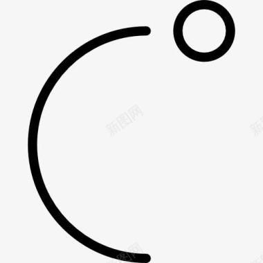 圆形UI太阳或月亮呈半圆形的线图标图标