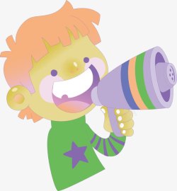 拿着喇叭的小孩素材