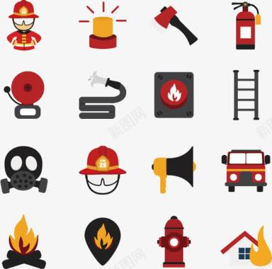 器材工具消防卡通图标图标