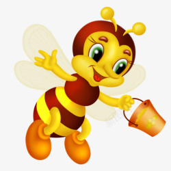 黄色桶卡通小蜜蜂高清图片