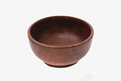 深棕色容器加厚空木制碗实物素材
