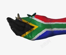 创意南非国旗手绘蝴蝶图案素材