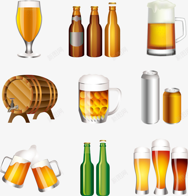 许多酒杯和酒瓶矢量图eps免抠素材_88icon https://88icon.com 啤酒 桶子 矢量酒杯 酒杯 酒瓶 矢量图