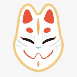 简易手绘风格日式狐狸面具图形素材
