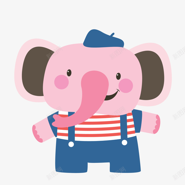 卡通大象动物png免抠素材_88icon https://88icon.com 动物设计 卡通 大象 森林 粉红色大象 背带裤 马戏团
