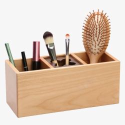烘焙工具木质实木梳妆台收纳盒高清图片