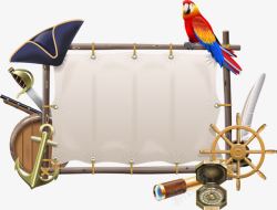 海盗帽子鹦鹉和布匹高清图片