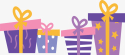 紫色的礼物美丽的生日礼物堆矢量图高清图片