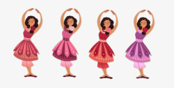 四个不同颜色衣服的举着双臂女孩素材