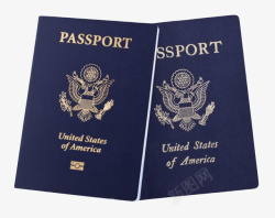 蓝色两本美国护照本实物素材