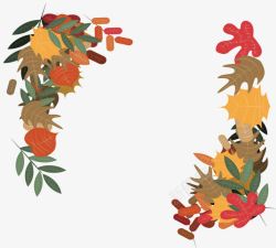 手绘秋天树叶装饰框素材