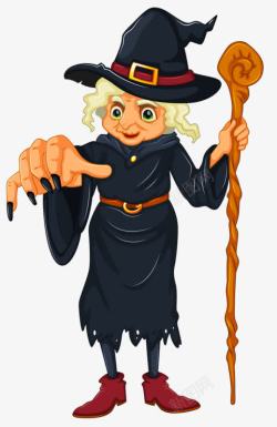巫师袍拄着手杖的老奶奶高清图片