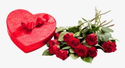 玫瑰花束心形红色礼盒素材