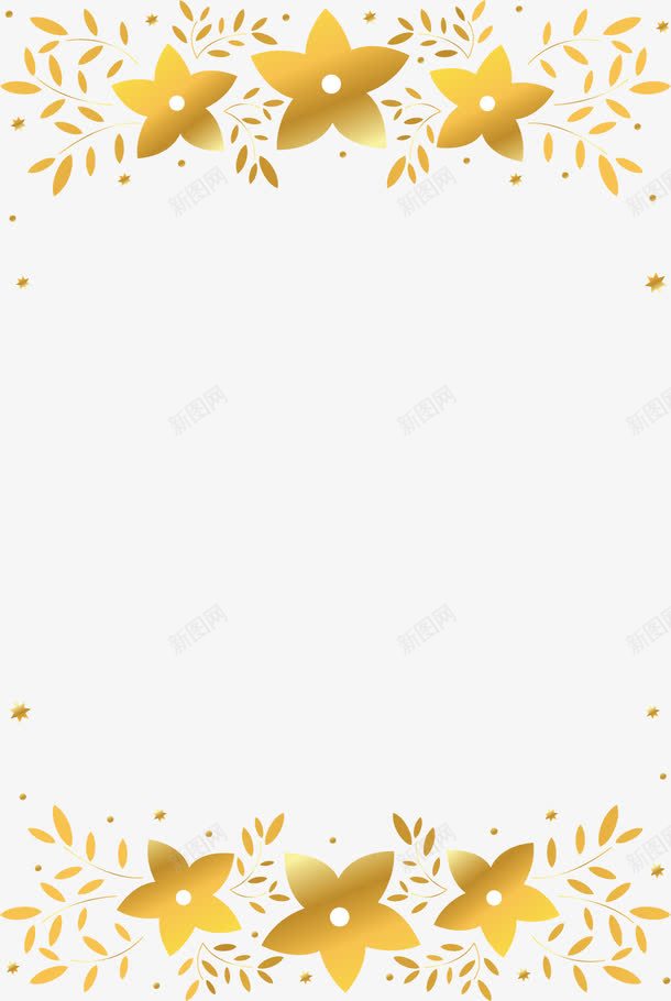 金色浪漫花朵边框png免抠素材_88icon https://88icon.com 矢量png 花纹边框 金箔纸 金色花朵 金色花纹 金花边框