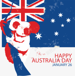 手绘澳大利亚考拉国旗矢量图素材