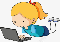 女人电脑玩电脑的可爱女孩高清图片