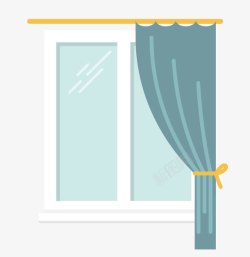 抽拉式窗帘和窗户素材