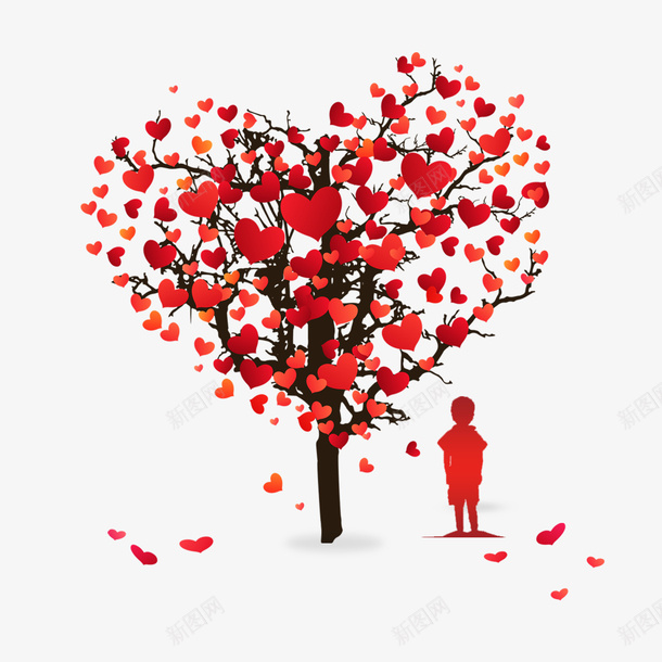 关爱主题挂满红心的大树和儿童背png免抠素材_88icon https://88icon.com 儿童背影 关怀 关爱 关爱主题 关爱主题挂满红心的大树和儿童背影免费下载 小男孩背影 挂满红心的大树 插画 爱心