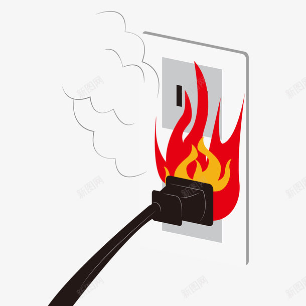 着火的卡通插座png免抠素材_88icon https://88icon.com 卡通插头 卡通插座 卡通火焰 拔插头 红色火焰