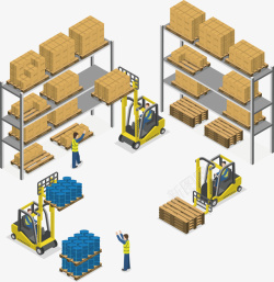 黄色货物物流运输过程矢量图素材