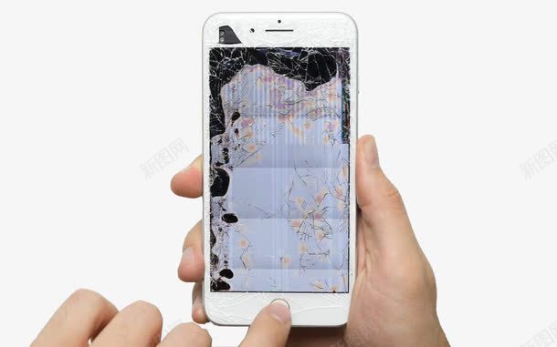 碎屏的苹果手机png免抠素材_88icon https://88icon.com 屏幕裂开 手持iphone 手机屏幕展示图 手机裂纹 损坏 白色 碎屏 苹果手机