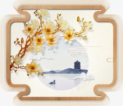 中国风窗框装饰画素材