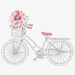 浪漫自行车卡通插画矢量图素材