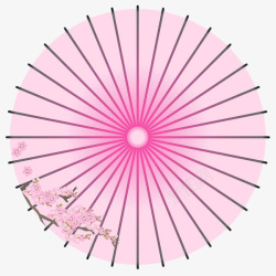粉色手绘花卉油纸伞素材
